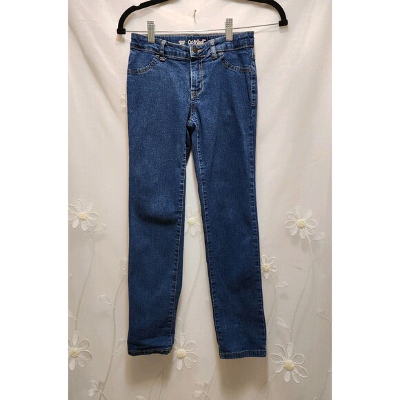 Cat & Jack Girls 10 Blue Jean Denim Straight Leg Super Stretchy Adjustable Waist - Picture 1 of 16